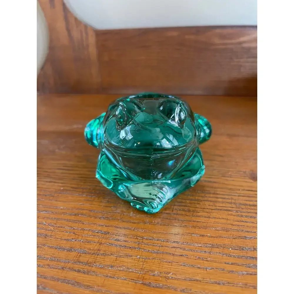 Indiana Glass Frog Votive Holder Spanish Green #07138 Art Glass 4